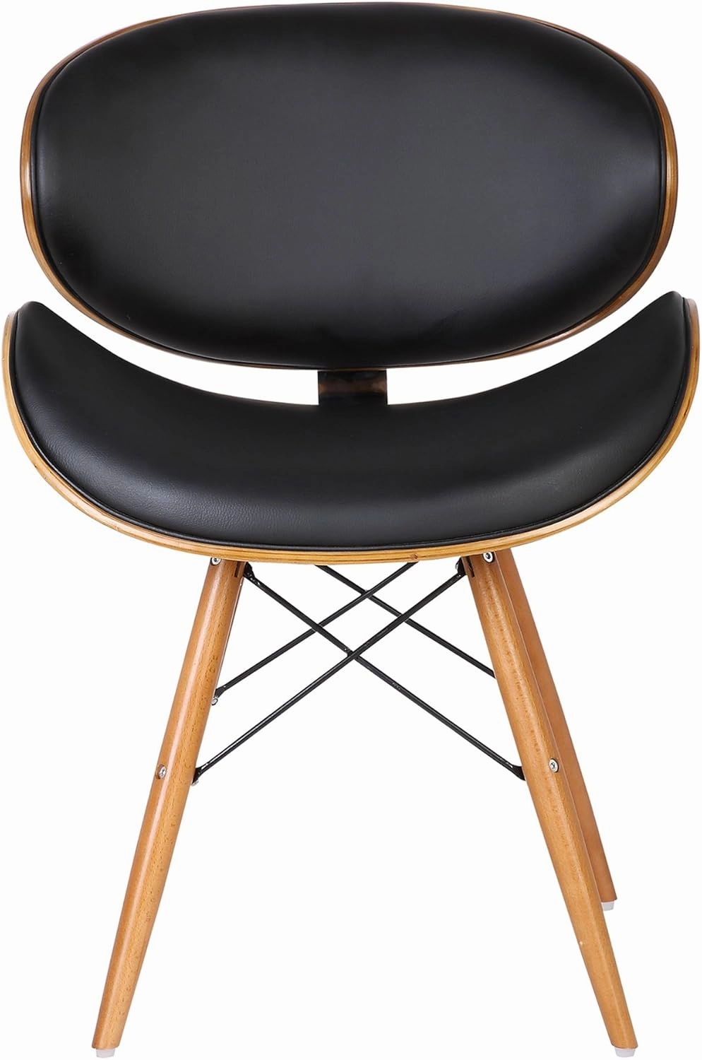 Armen Living Cassie Dining Chair in Black Faux Leather and Walnut Wood Finish 20D x 21W x 31H in