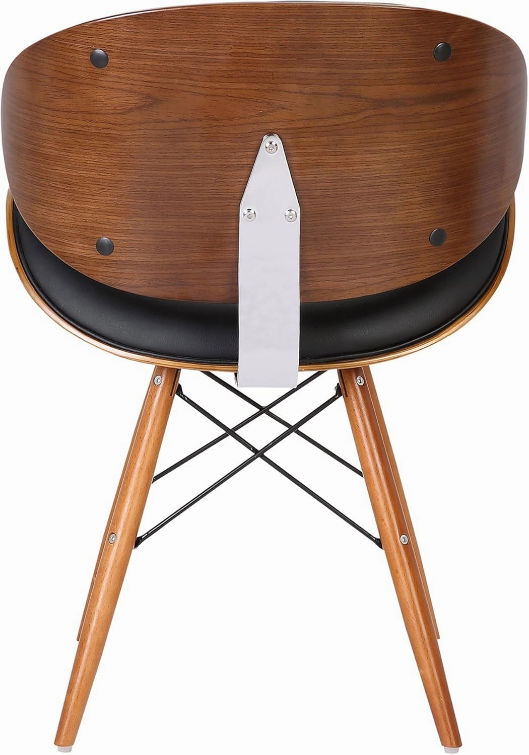 Armen Living Cassie Dining Chair in Black Faux Leather and Walnut Wood Finish 20D x 21W x 31H in