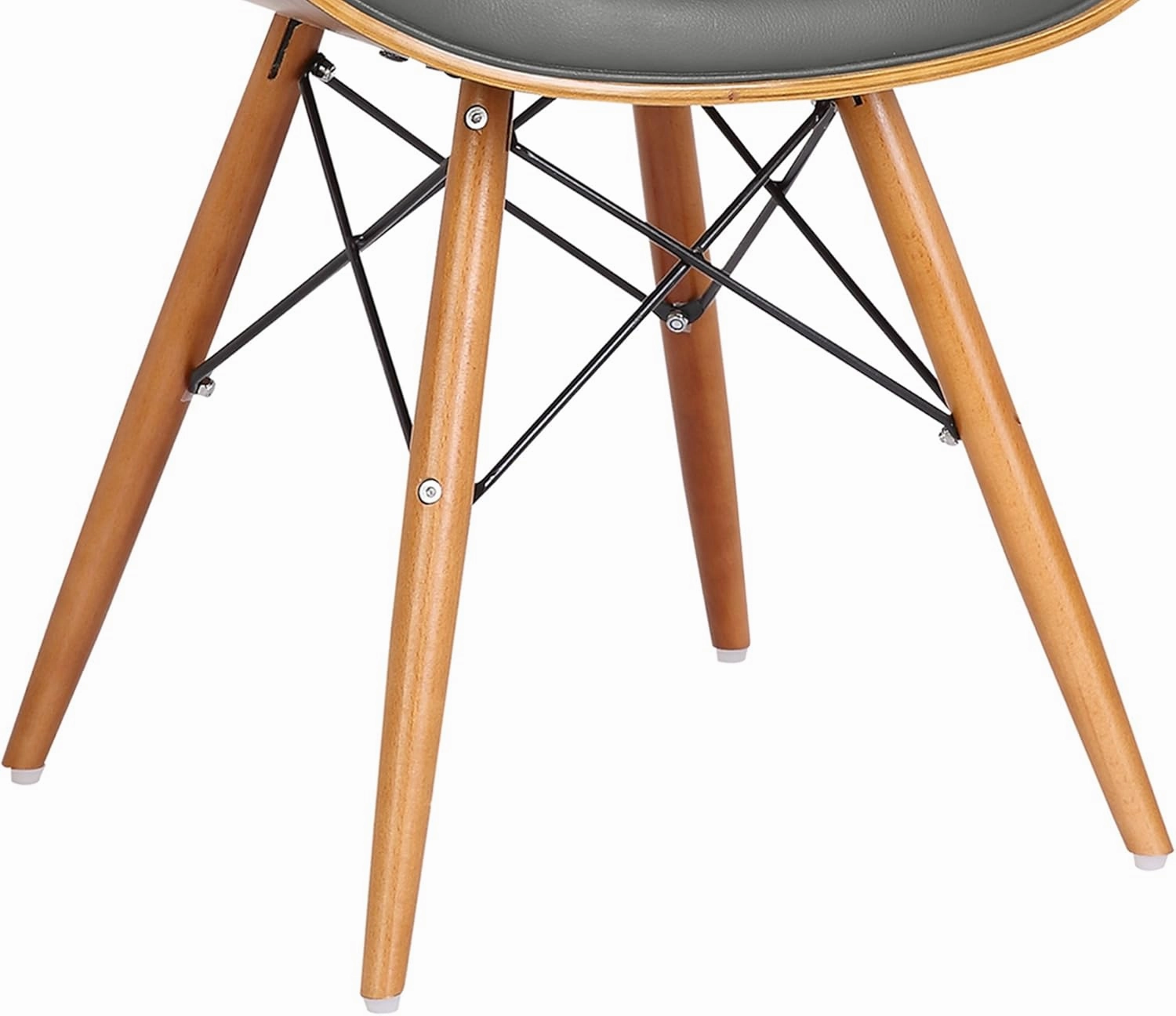 Armen Living Cassie Dining Chair in Grey Faux Leather and Walnut Wood Finish, Gray/Walnut Finish, 20D x 21W x 31H in