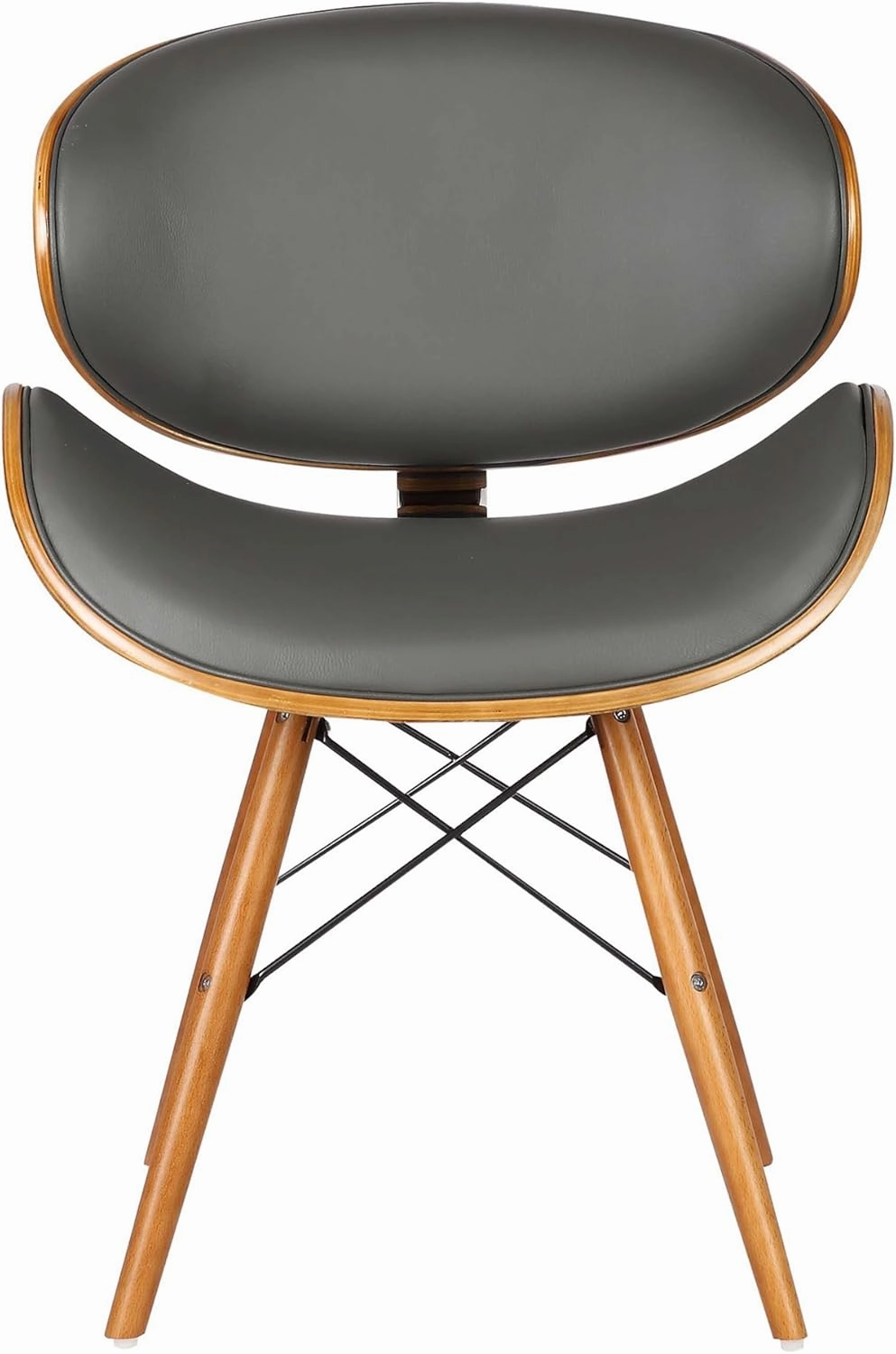 Armen Living Cassie Dining Chair in Grey Faux Leather and Walnut Wood Finish, Gray/Walnut Finish, 20D x 21W x 31H in