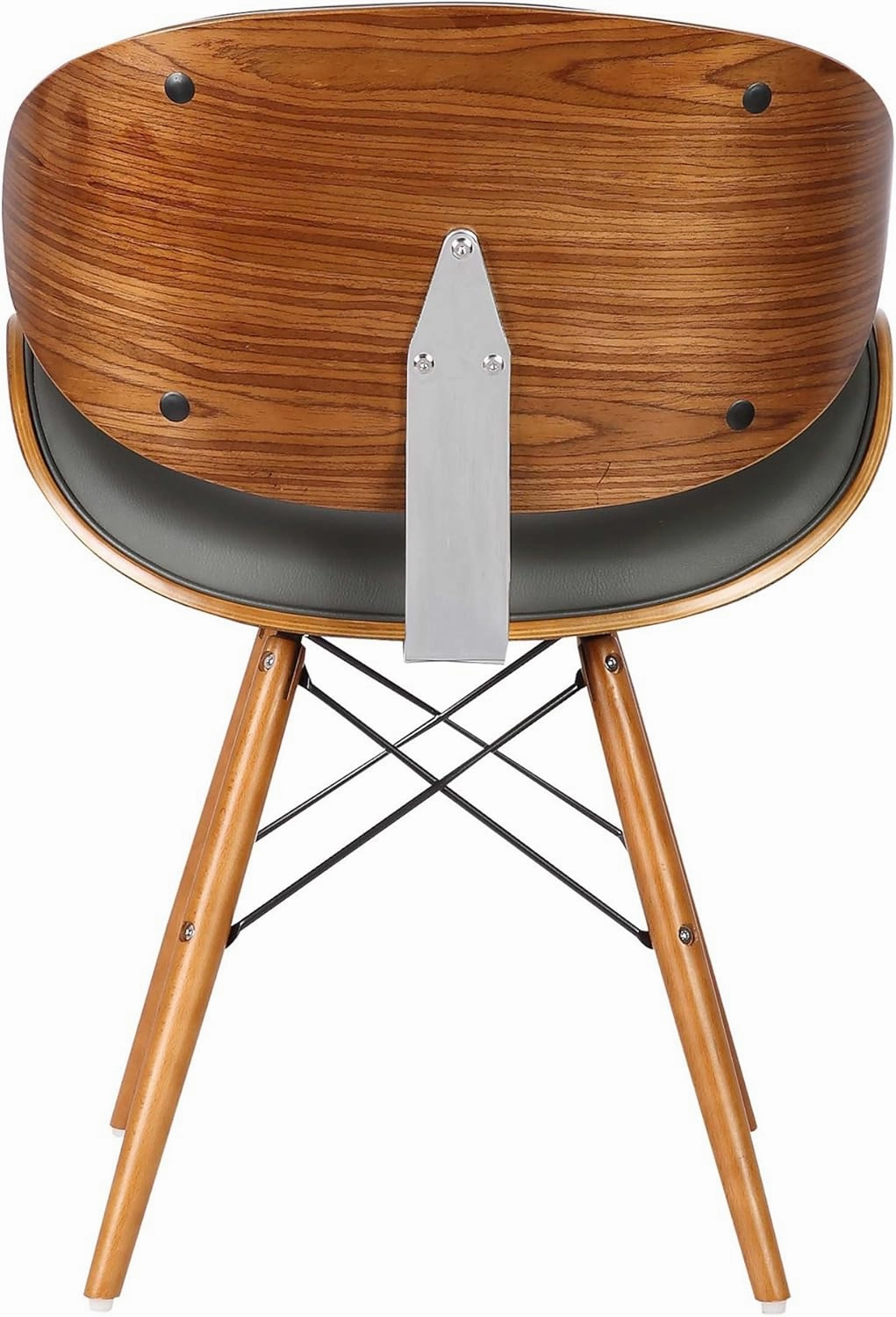 Armen Living Cassie Dining Chair in Grey Faux Leather and Walnut Wood Finish, Gray/Walnut Finish, 20D x 21W x 31H in