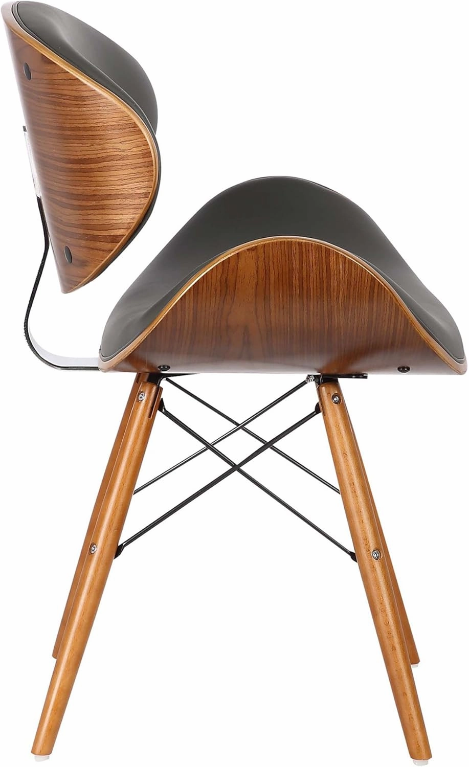 Armen Living Cassie Dining Chair in Grey Faux Leather and Walnut Wood Finish, Gray/Walnut Finish, 20D x 21W x 31H in