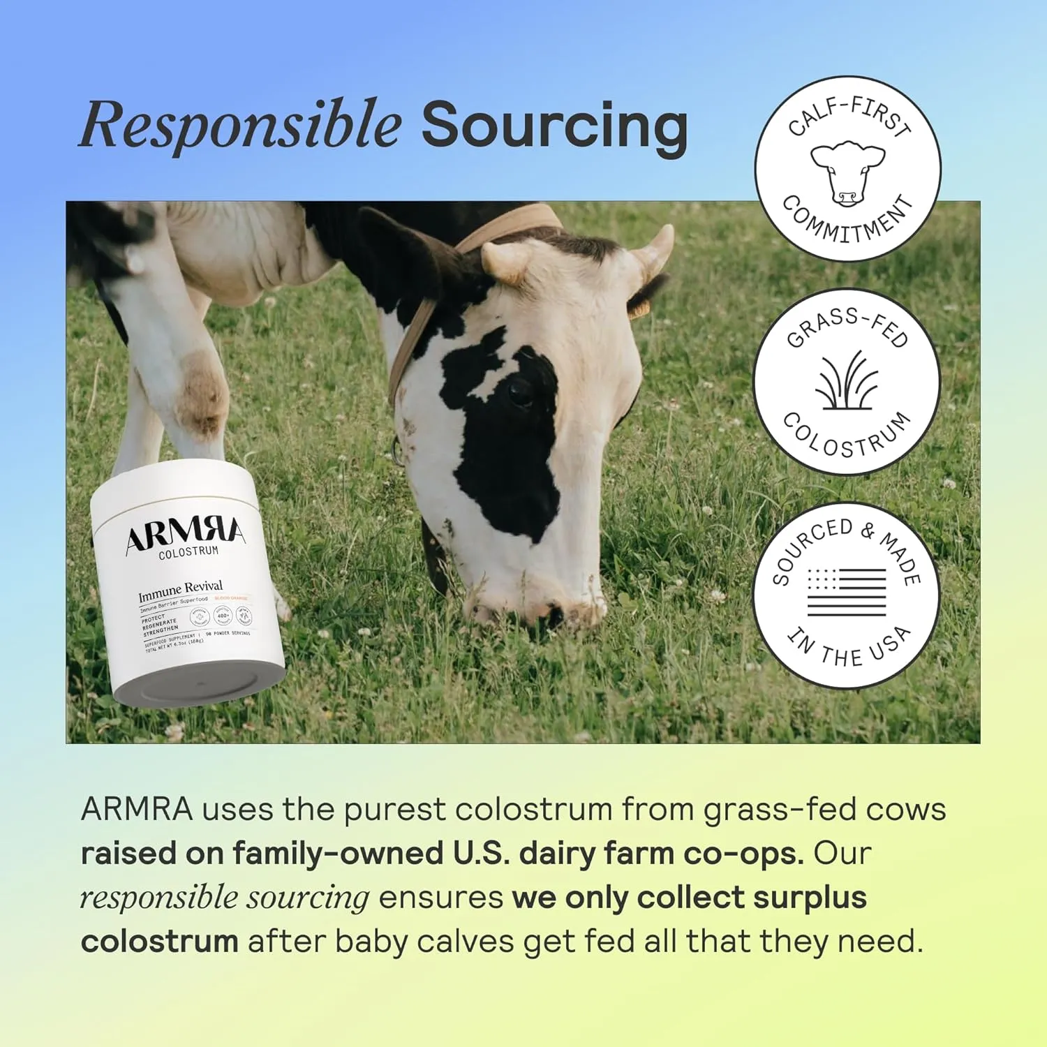 ARMRA Colostrum™ Premium Powder, Grass Fed, Gut Health Bloating Immunity Skin & Hair, Contains 400  Bioactive Nutrients, Potent Bioavailable, Keto, Gluten & Fat Free (Unflavored | 120 Servings)