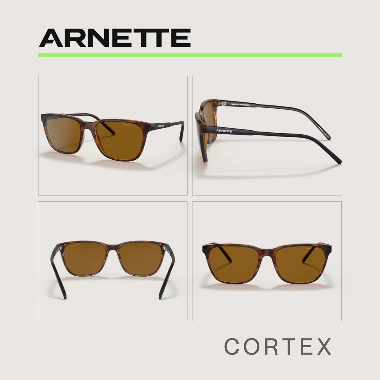 ARNETTE Cortex AN4291 Square Sunglasses for Men for Women   BUNDLE With Designer iWear Complimentary Eyewear Kit
