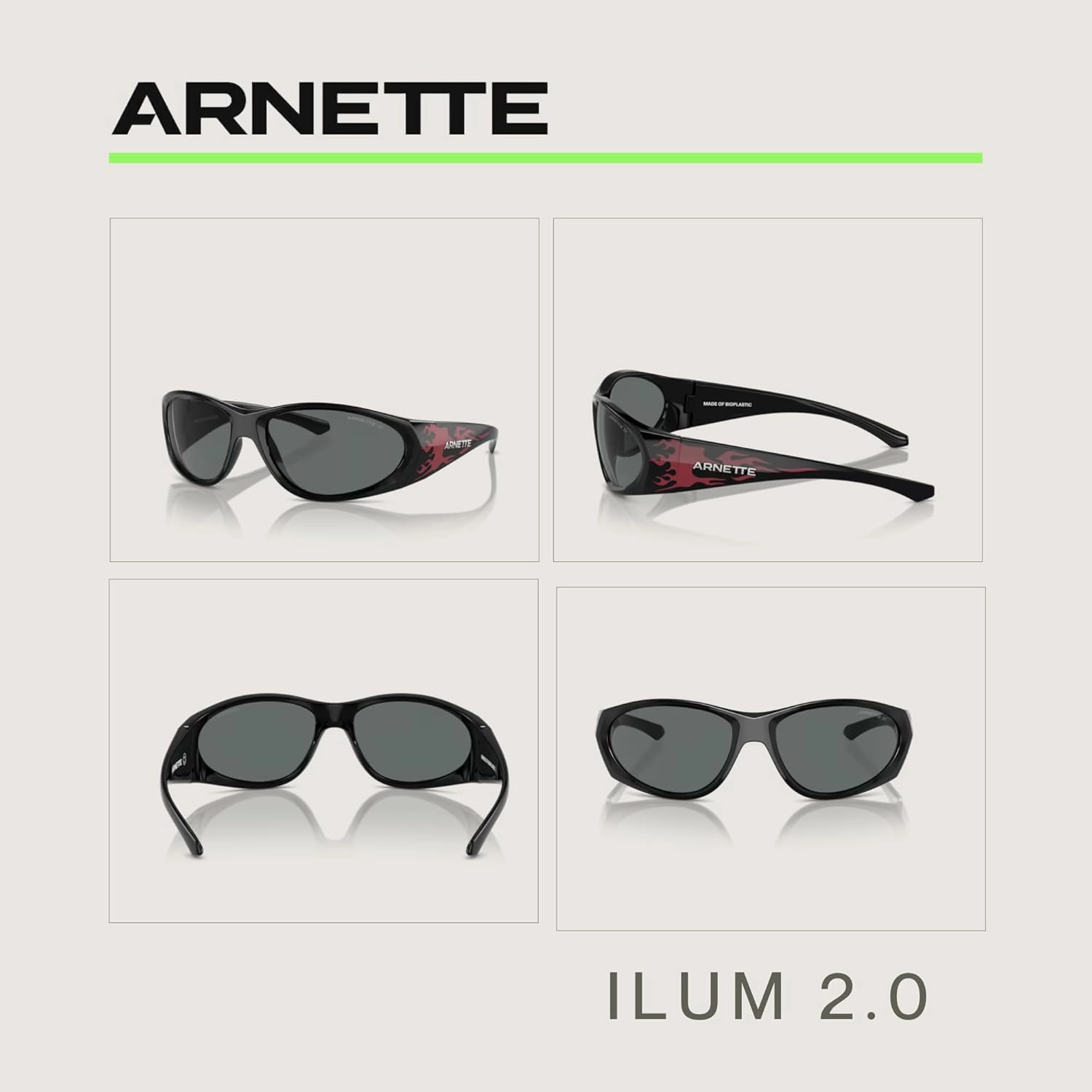 ARNETTE Ilum 2.0 AN4342 Rectangle Sunglasses for Men   BUNDLE WIth Designer iWear Complimentary Eyewear Kit