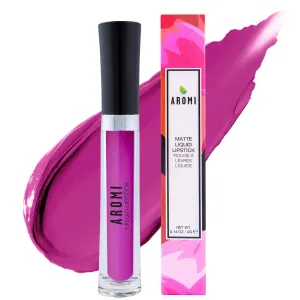 Aromi Matte Liquid Lipstick | Long-Lasting, Smudge Proof, Purple Magenta Lip Color, Waterproof, Pink Raspberry, Paraben, Phthalate,   Gluten Free (Forbidden Fuchsia)