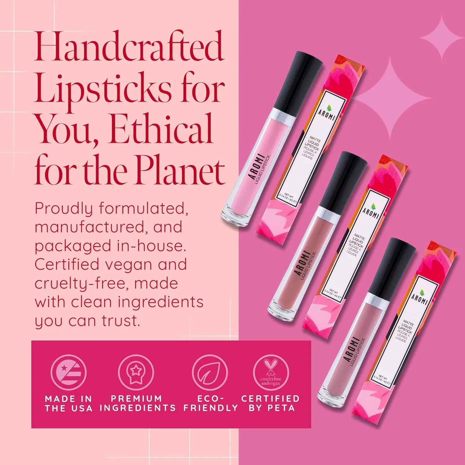 Aromi Matte Liquid Lipstick | Long-Lasting, Smudge Proof, Purple Magenta Lip Color, Waterproof, Pink Raspberry, Paraben, Phthalate,   Gluten Free (Forbidden Fuchsia)