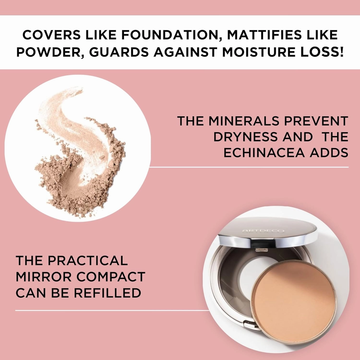 ARTDECO Hydra Mineral Compact Foundation Refill - medium beige N°65 - refillable system for Hydra Mineral Compact Foundation - good coverage without mask-like effect - makeup - powder - 0.35 Oz