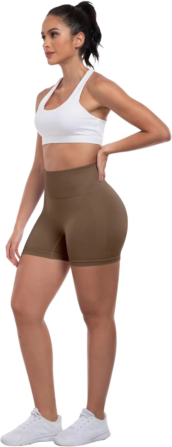 ATHVOTAR Workout Gym Biker Shorts Women: High Waisted Seamless Sports Running Butt Lifting Shorts Sets