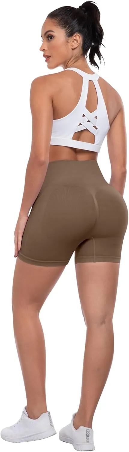 ATHVOTAR Workout Gym Biker Shorts Women: High Waisted Seamless Sports Running Butt Lifting Shorts Sets