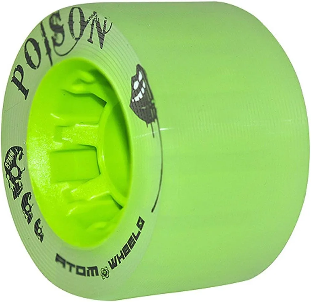 ATOM Poison Savant Skate Wheels for Perfect Speed and Control, 84A 59mm x 38mm, Pink, Blue, Purple, Black, Green, 4 or 8 Pack