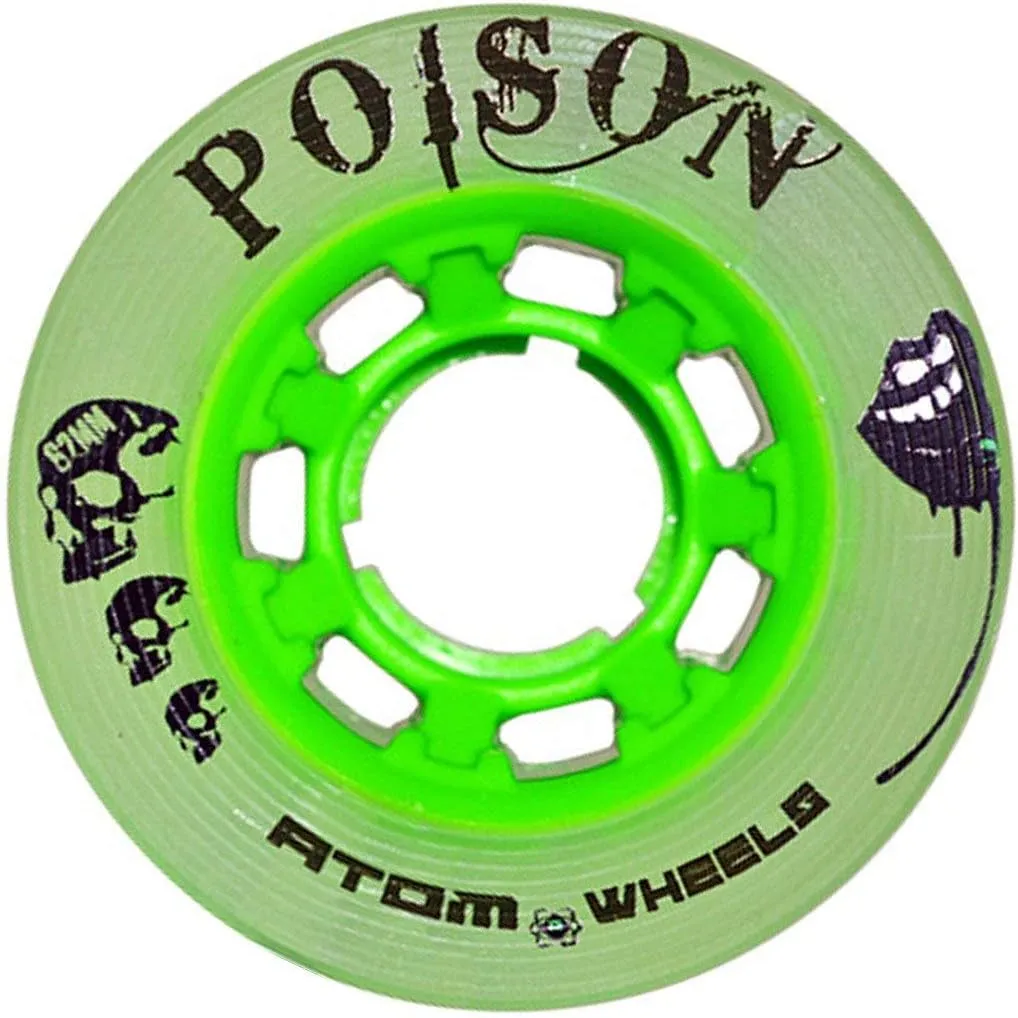 ATOM Poison Savant Skate Wheels for Perfect Speed and Control, 84A 59mm x 38mm, Pink, Blue, Purple, Black, Green, 4 or 8 Pack