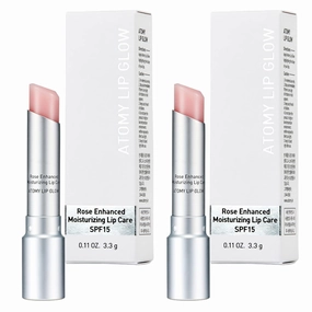 Atomy Lip Glow 3.3g x 2 EA - Moisturizing Lip Care Treatment Balm with Natural Pink Color