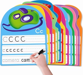 Auchq Alphabet Writing Practice Cards, Handwriting Letter Educational Cards for Kindergarten＆Grade1-3，Double-Sided Printing for Trace Uppercase Lowercase Letter, 13 Dry Erase Cards, 26 Page., Medium