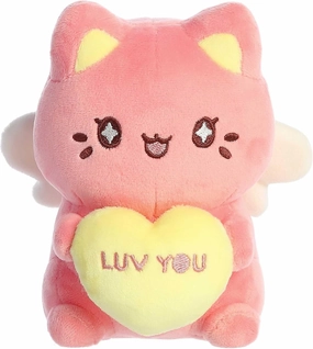 Aurora® Enchanting Tasty Peach® Candy Heart Meowchi Stuffed Animal - Bright & Colorful Design - Showpiece Plush - Dark Pink 7 Inches