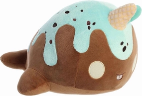 Aurora® Enchanting Tasty Peach® Mint Chocolate Nomwhal Stuffed Animal - Bright & Colorful Design - Showpiece Plush - Brown 12.5 Inches