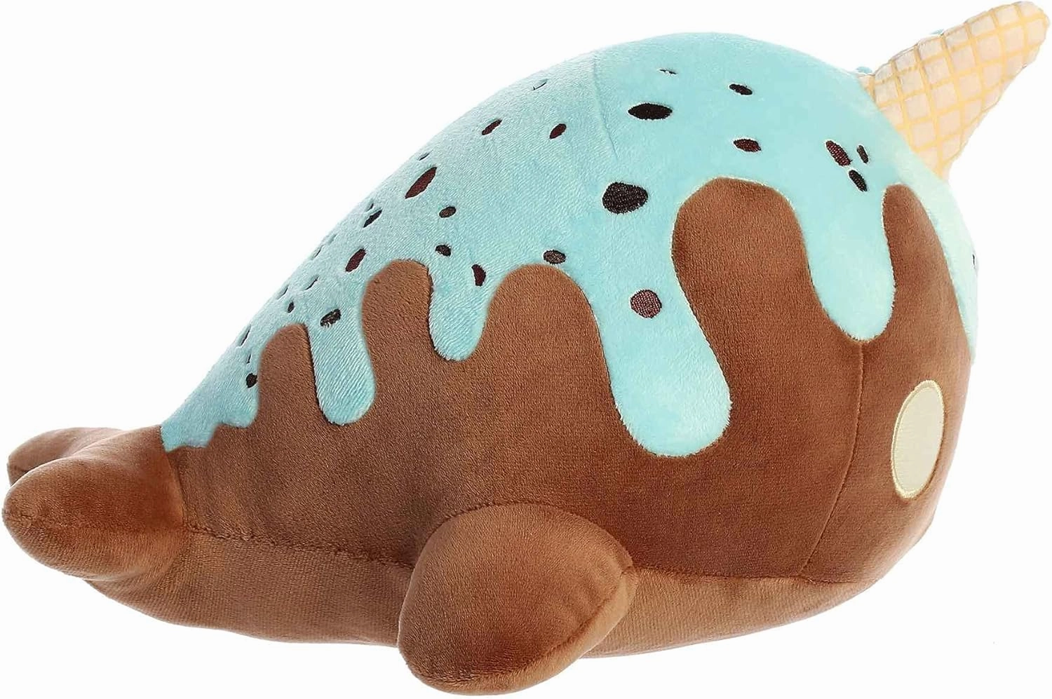 Aurora® Enchanting Tasty Peach® Mint Chocolate Nomwhal Stuffed Animal - Bright & Colorful Design - Showpiece Plush - Brown 12.5 Inches