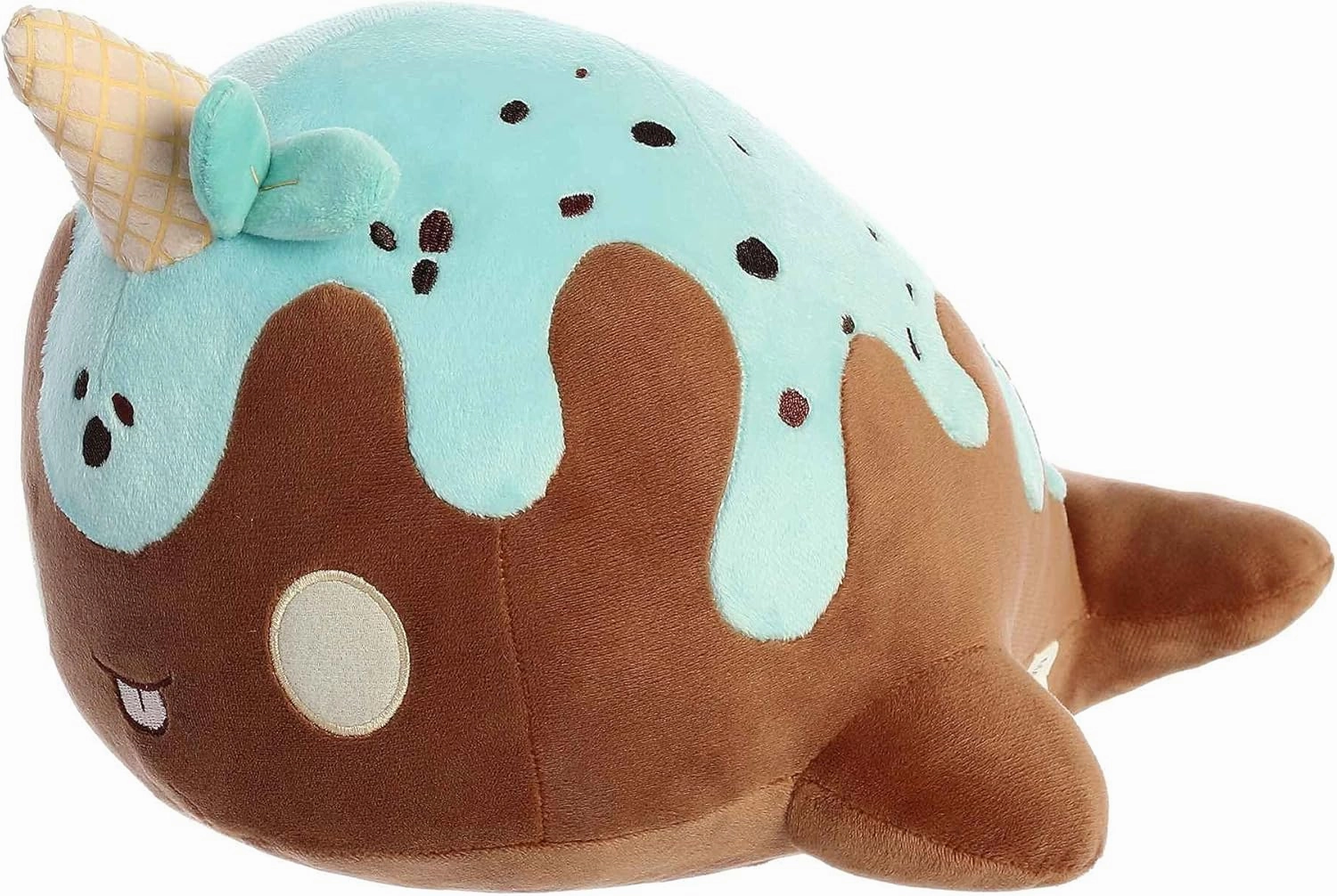 Aurora® Enchanting Tasty Peach® Mint Chocolate Nomwhal Stuffed Animal - Bright & Colorful Design - Showpiece Plush - Brown 12.5 Inches