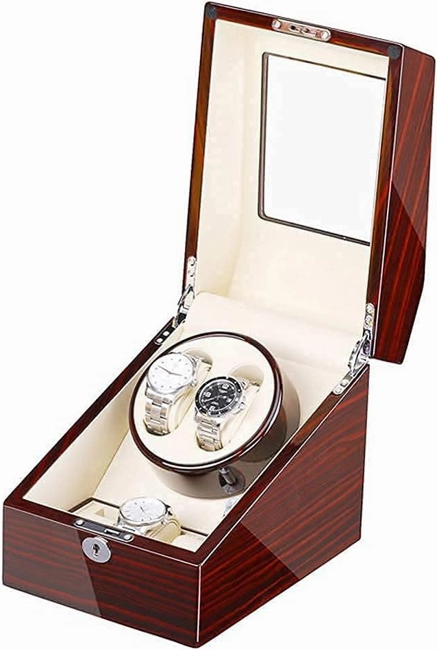 Automatic Watch Winder Automatic Watch Winder for 2 Watches   3 Storage Quiet Motor Adapter and Battery Powered Wood Shell Piano Paint Exterior Watch Winder (D)