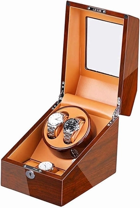Automatic Watch Winder Automatic Watch Winder for 2 Watches   3 Storage Quiet Motor Adapter and Battery Powered Wood Shell Piano Paint Exterior Watch Winder (G)