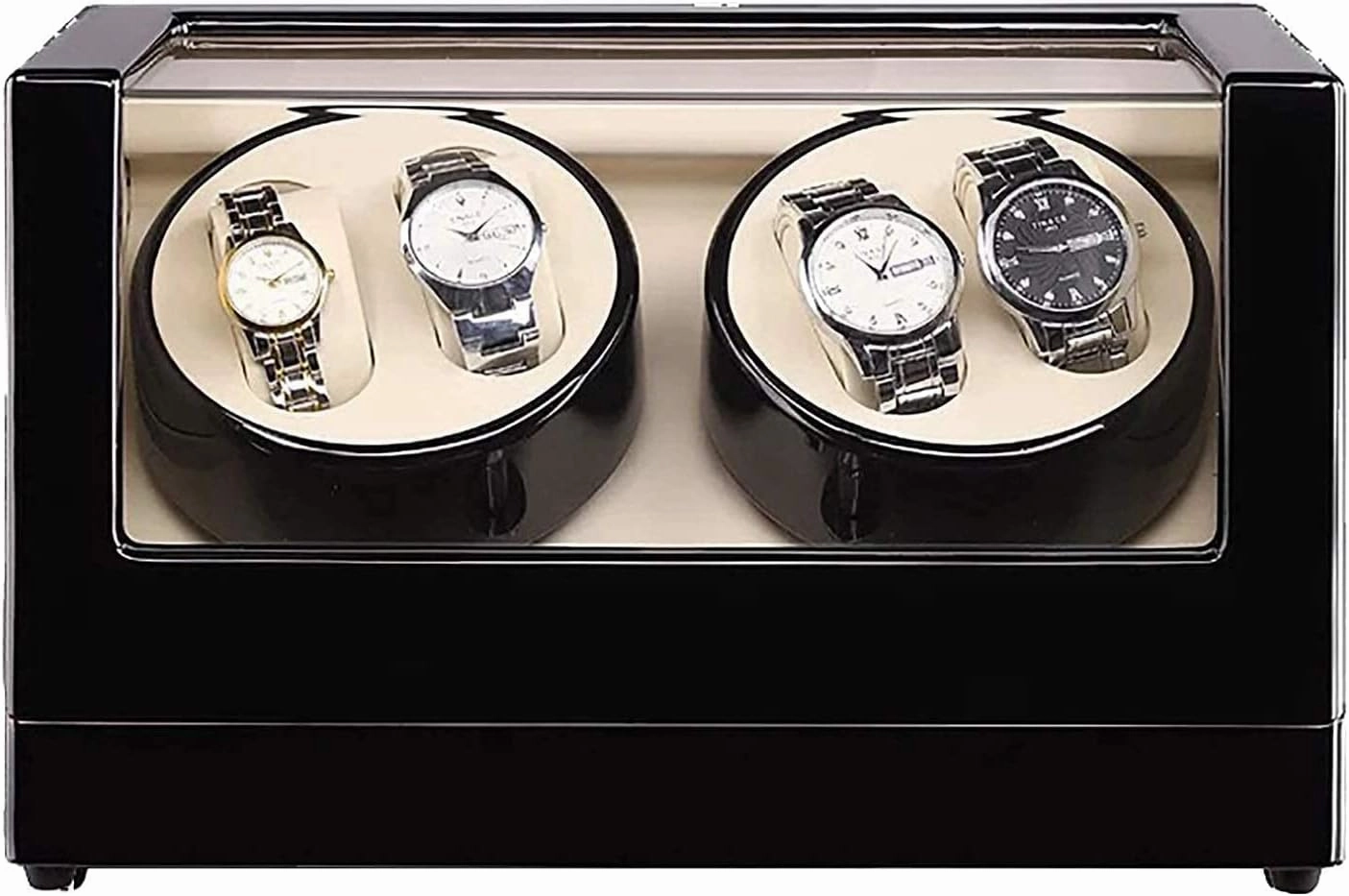 Automatic Watch Winder Box Watch Winders 4 0 Wooden Automatic Watch Winder Storage Box Transparent Cover Wrist Mechanical Watch Winding Box Double Head Motor Shaker Case