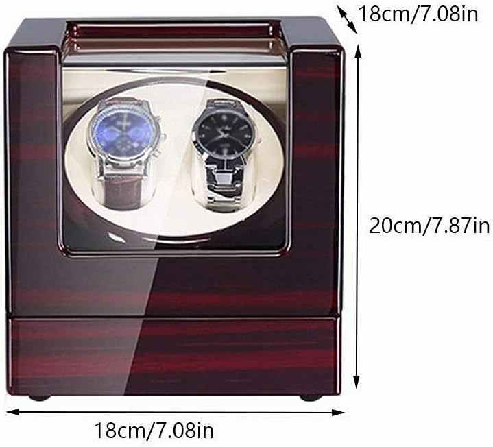 Automatic Watch Winder,Watch 1 Pcs Double Watch Winder for Automatic Watches, with Blue Led Light, Wood Shell Piano Paint Exterior,Super Quiet Japanese Motor,Red White
