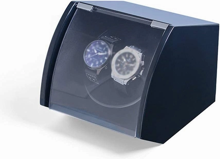Automatic Watch Winder,Watch Double Watch Winder, for Automatic Watches, Wood Shell Piano Paint Exterior,Flexible Plush Pillow,Red and Blu,Blue