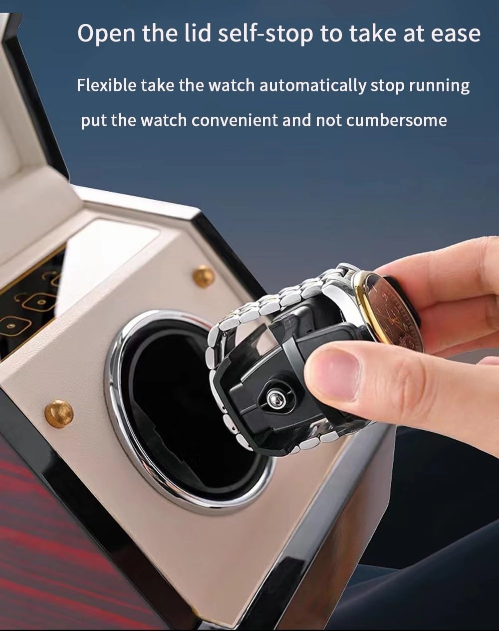Automatic Watch Winder Watch Rotator with Super Quiet Motor Flexible Watch Pillows Watch Turner Watch Shaker 4 Modes Battery Or AC Adapter Wood