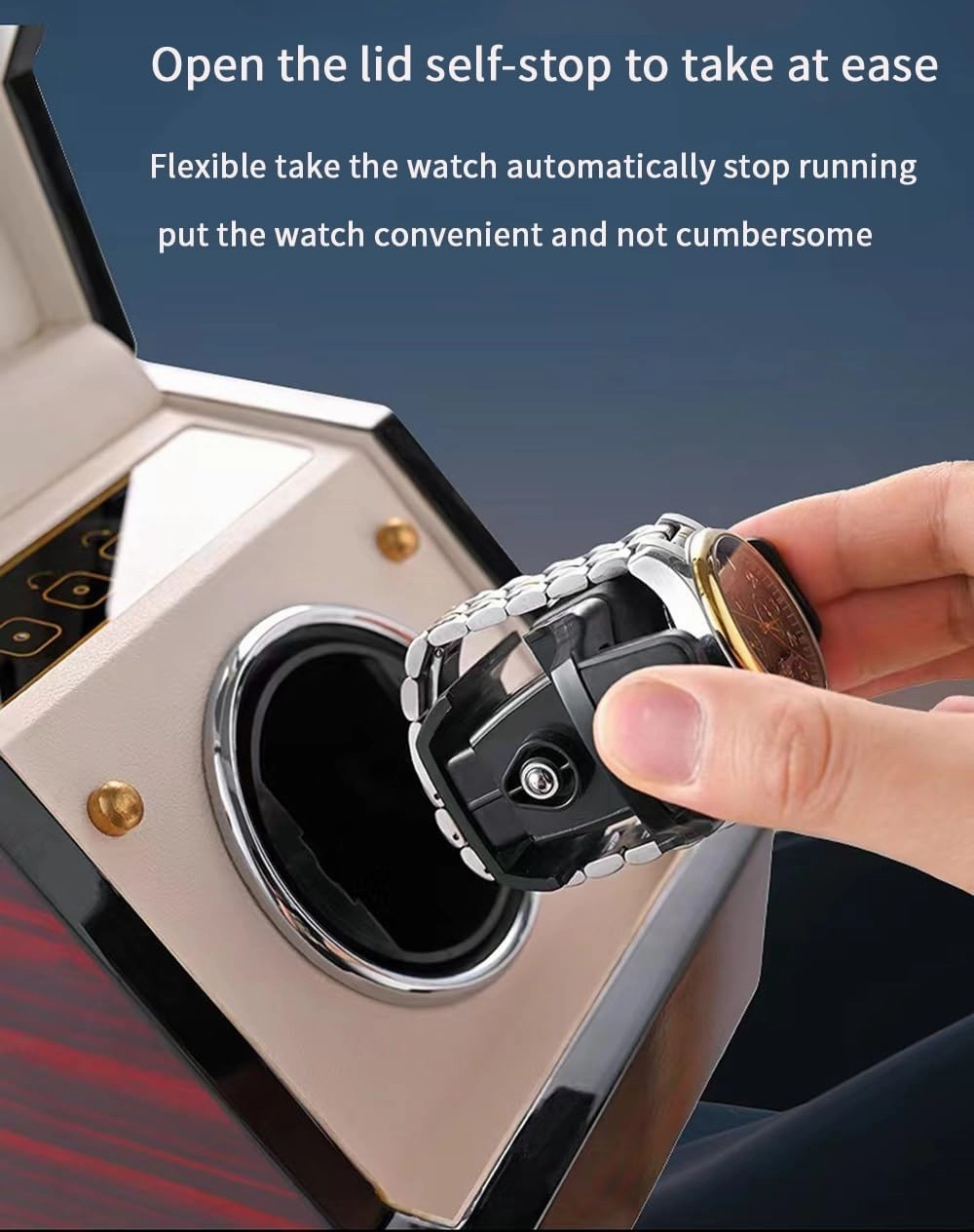 Automatic Watch Winder Watch Rotator with Super Quiet Motor Flexible Watch Pillows Watch Turner Watch Shaker 4 Modes Battery Or AC Adapter Wood (Black A)