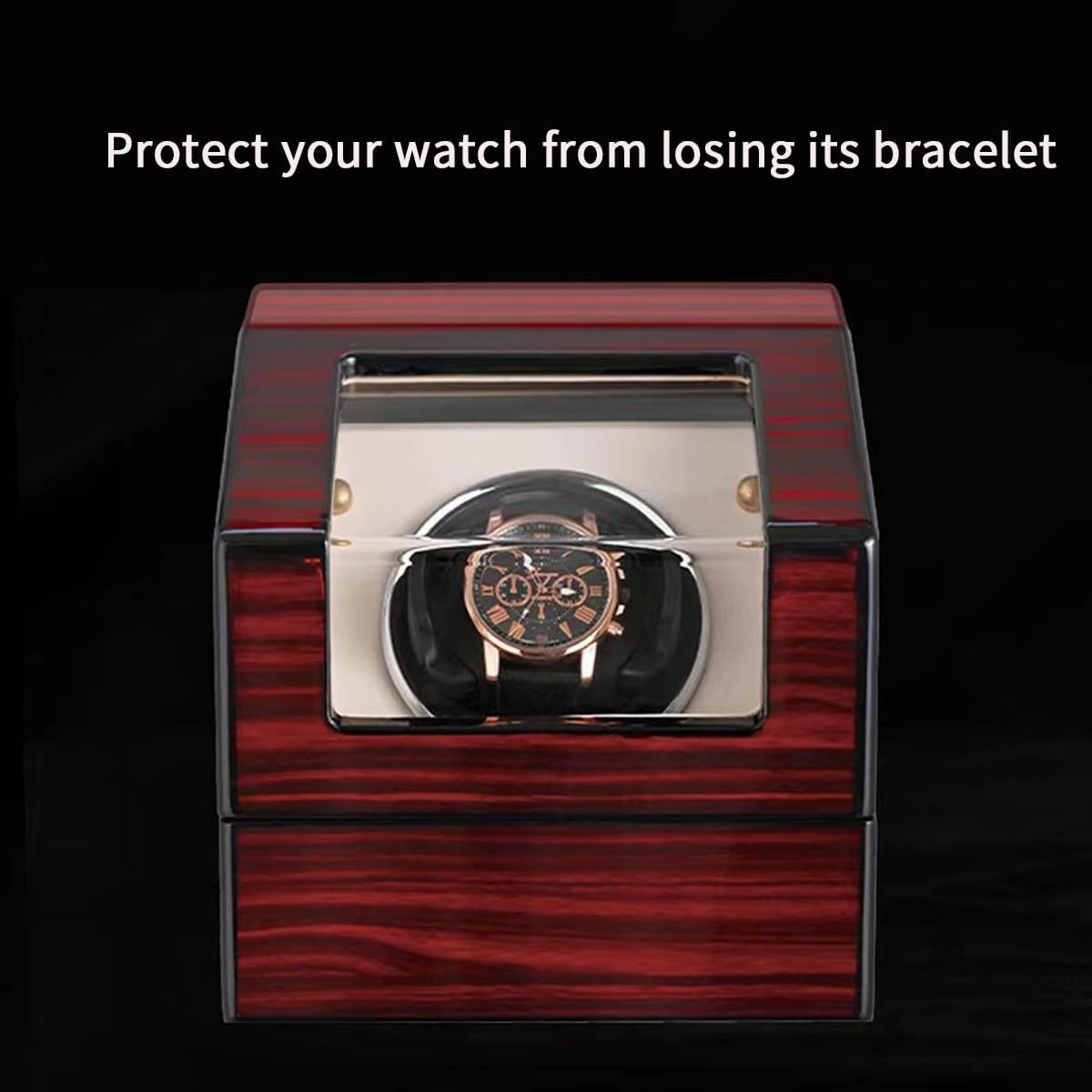 Automatic Watch Winder Watch Rotator with Super Quiet Motor Flexible Watch Pillows Watch Turner Watch Shaker 4 Modes Battery Or AC Adapter Wood (Black A)