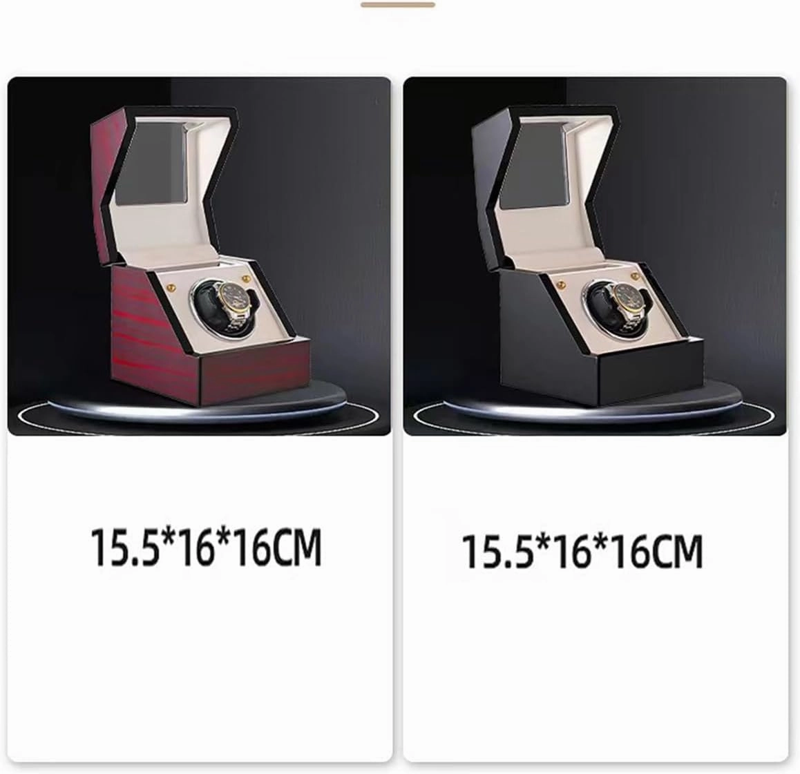 Automatic Watch Winder Watch Rotator with Super Quiet Motor Flexible Watch Pillows Watch Turner Watch Shaker 4 Modes Battery Or AC Adapter Wood (Black A)