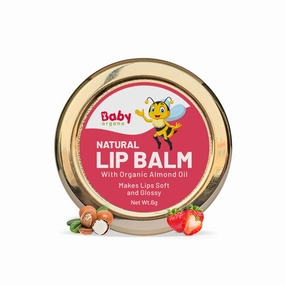 Baby. organoo Natural Lip Balm I Non Sticky I Protects Moisturize & Nourishes Dry Chapped Lips I Shea & Cocoa Butter Strawberry Flavor 8Gm, 1 Count, Pink
