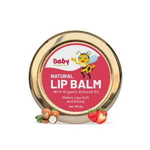 Babyorgano Natural Lip Balm I Non Sticky I Protects Moisturize & Nourishes Dry Chapped Lips I Shea & Cocoa Butter Strawberry Flavor 8Gm, Pink 1 count (Pack of 1)