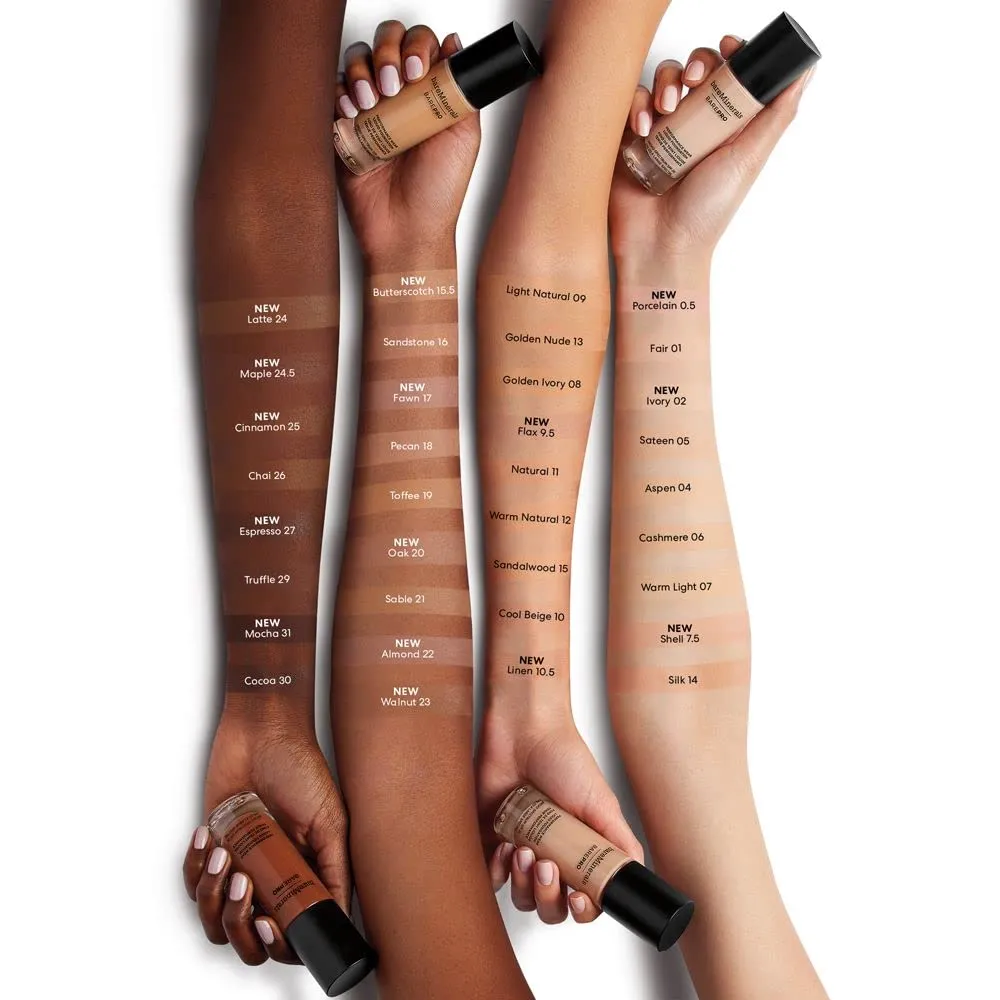 bareMinerals Barepro Performance Wear Liquid Foundation SPF 20, Breathable Makeup for Face, Full Coverage, 24HR Wear, Natural Matte Finish, Vegan