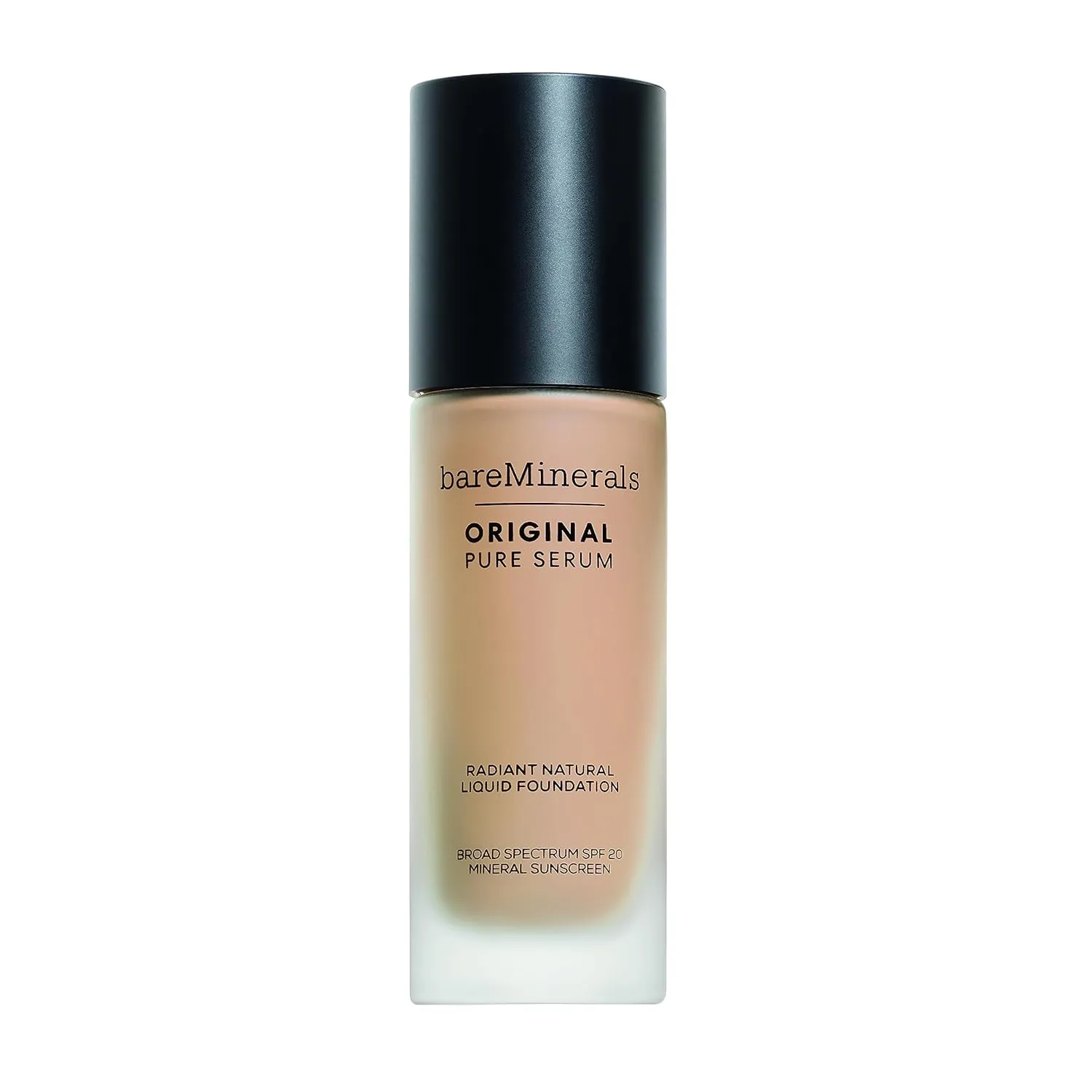 bareMinerals Original Pure Serum Radiant Natural Liquid Foundation Mineral SPF 20, Hydrating Skin Tint, Dewy Finish, Lightweight, Medium Coverage, Non-Comedogenic, Vegan