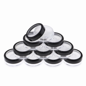 barenx Pack of 10 Empty Translucent Loose Powder Case Blush Storage Container Fine Talcum Powder Jar Travel Kit 10g