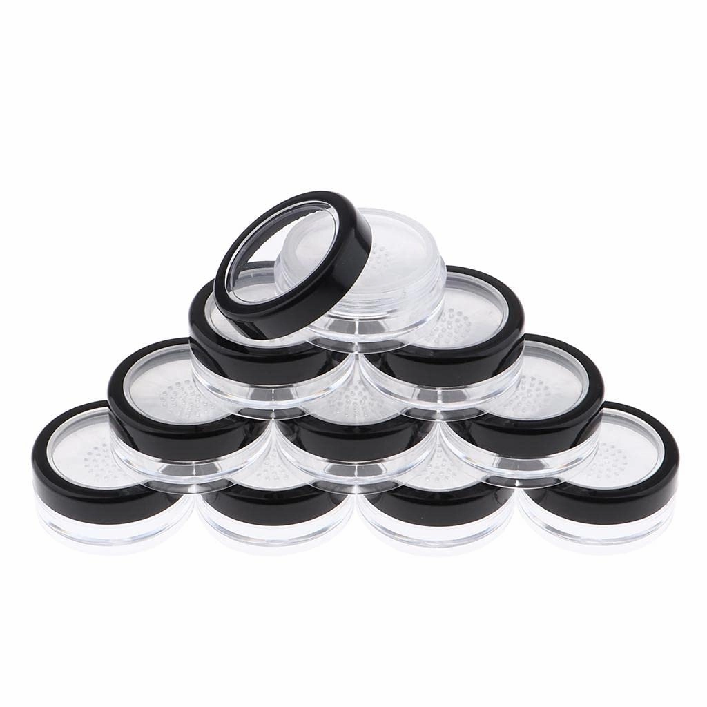 barenx Pack of 10 Empty Translucent Loose Powder Case Blush Storage Container Fine Talcum Powder Jar Travel Kit 10g