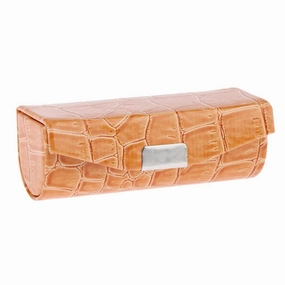 barenx Stylish Design Soft Leather Lipstick Case Holder Bag with Flock Lining - Orange