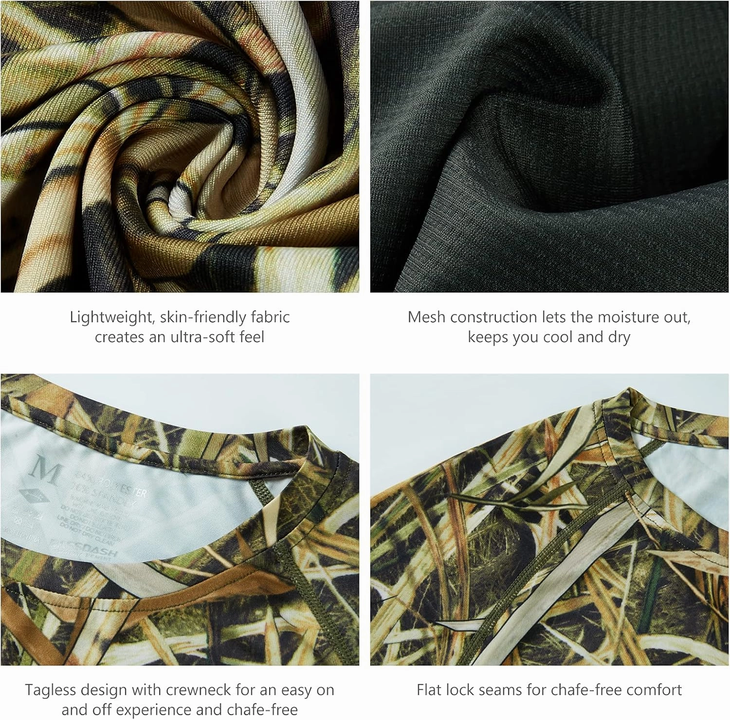 BASSDASH Men's Hunting Camo Performance Long Sleeve Shirt Fishing UPF50  FS13M