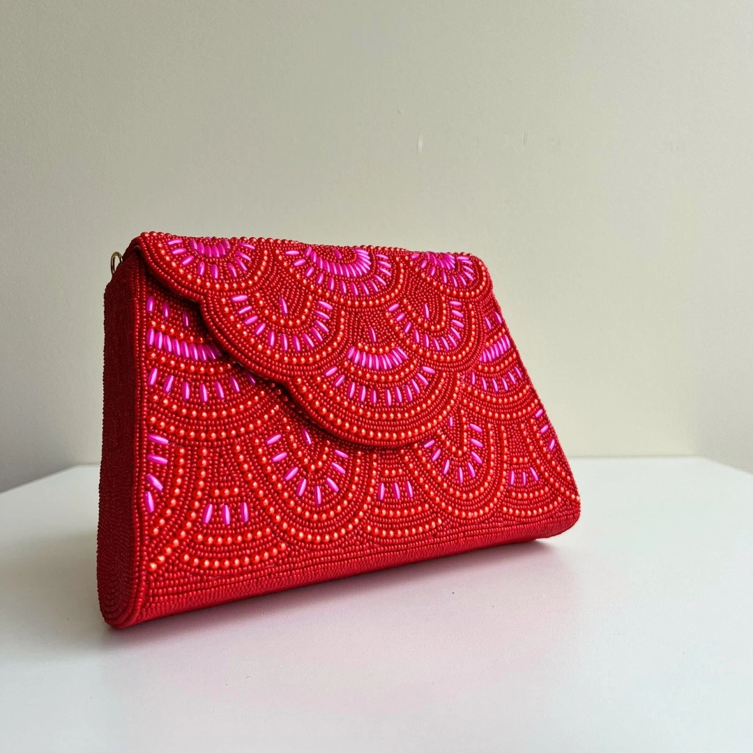Beaded Bag - Red Fuchsia