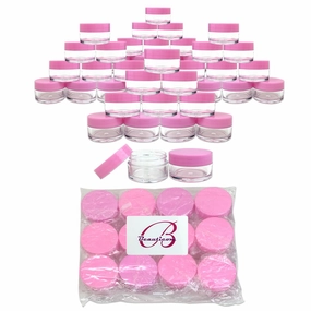 Beauticom 120 x 20g gram Pink Lid Small Jar Containers for Sample Lotion Cream Powder Lip Balm Makeup Cosmetic etc