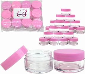 Beauticom 240 x 20g gram Pink Lid Small Jar Containers for Sample Lotion Cream Powder Lip Balm Makeup Cosmetic etc