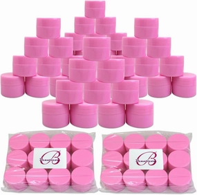 Beauticom 48 Pieces 7G/7ML (0.25oz) Pink Sturdy Thick Double Wall Plastic Container Jar with Foam Lined Lid for Scrubs, Oils, Salves, Creams, Lotions - BPA Free (Quantity: 48 Pieces)