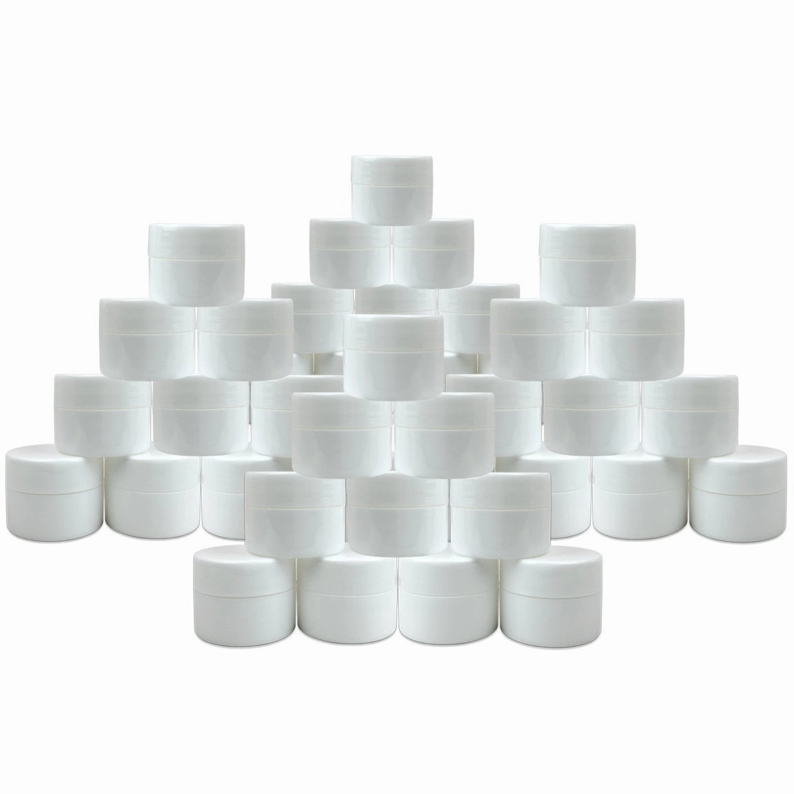 Beauticom® 60 Pieces 7G/7ML (0.25oz) WHITE Sturdy Thick Double Wall Plastic Container Jar with Foam Lined Lid for Scrubs, Oils, Salves, Creams, Lotions - BPA Free (Quantity: 60 Pieces)