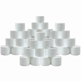 Beauticom® 60 Pieces 7G/7ML (0.25oz) WHITE Sturdy Thick Double Wall Plastic Container Jar with Foam Lined Lid for Scrubs, Oils, Salves, Creams, Lotions - BPA Free (Quantity: 60 Pieces)