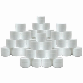 Beauticom® 60 Pieces 7G/7ML (0.25oz) WHITE Sturdy Thick Double Wall Plastic Container Jar with Foam Lined Lid for Scrubs, Oils, Salves, Creams, Lotions - BPA Free (Quantity: 60 Pieces)