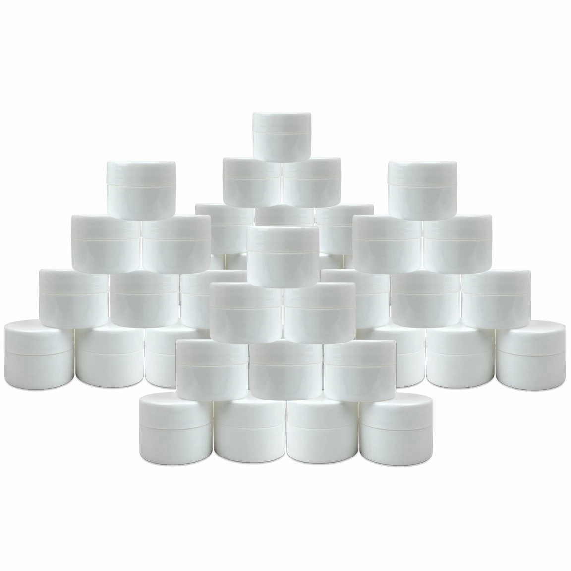 Beauticom® 60 Pieces 7G/7ML (0.25oz) WHITE Sturdy Thick Double Wall Plastic Container Jar with Foam Lined Lid for Scrubs, Oils, Salves, Creams, Lotions - BPA Free (Quantity: 60 Pieces)