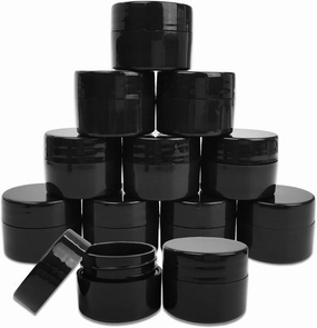 Beauticom® 72 Pieces 7G/7ML (0.25oz) Black Sturdy Thick Double Wall Plastic COntainer Jar with Foam Lined Lid for Pills, Medication, Ointments and Other Beauty and Health Aids - BPA Free