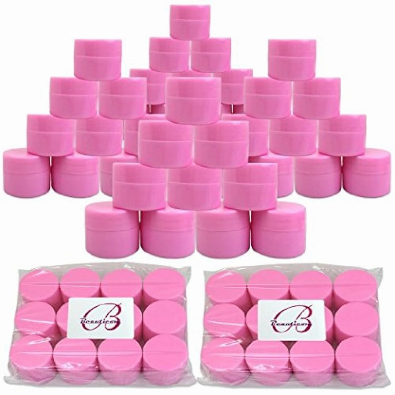 Beauticom® 84 Pieces 7G/7ML (0.25oz) PINK Sturdy Thick Double Wall Plastic Container Jar with Foam Lined Lid for Scrubs, Oils, Salves, Creams, Lotions - BPA Free (Quantity: 84 Pieces)