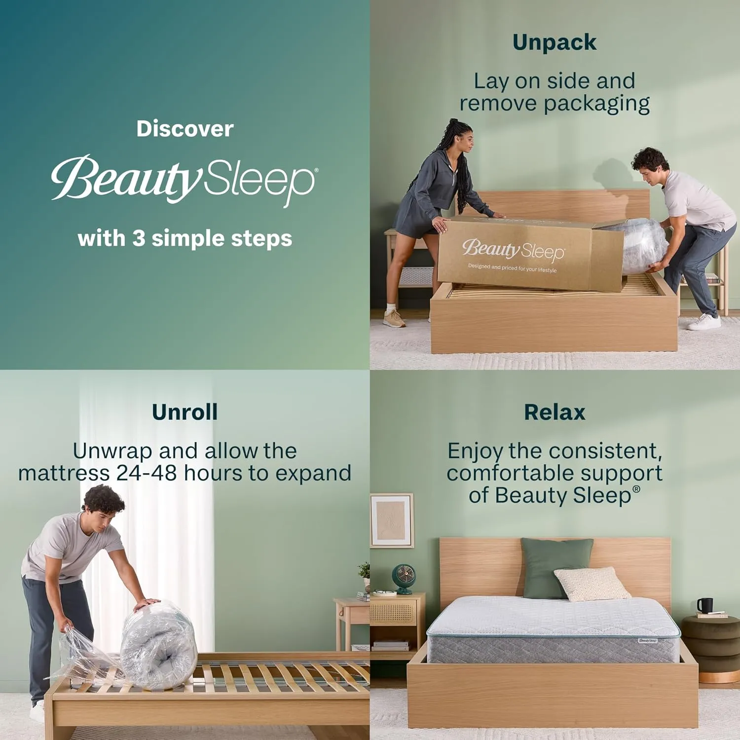 Beauty Sleep Midnight Slumber Medium 12" King Hybrid Mattress in a Box, Cooling, Breathable, and Pressure Relieving - 100 Night Trial, CertiPUR-US Certified and 10 Year Limited Warranty